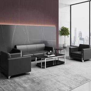 Ensemble de canapés modernes simples pour la maison et le bureau avec table basse pour la négociation d'affaires et la réception Housse durable en cuir PU - Product Image 5