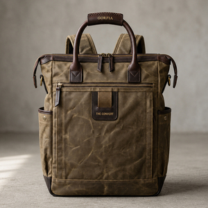 Sac à dos en toile vintage pour homme GORFIA, convertible en sac fourre-tout, sac pour ordinateur portable, grande capacité, sac à dos de voyage d'affaires, sac à dos de travail avec plusieurs poches - Product Image 3