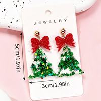Boucles d'oreilles pendantes en acrylique pour femmes, motif nœud d'arbre de Noël, style européen et américain, bijoux de fête