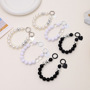Nuevo Cordón de Mano con Cuentas de Perlas Acrílicas para Teléfono Móvil, DIY, con Colgante de Corazón para Bolsos, Regalo para Mujer - Product Image 1