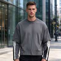 Sweat-shirt personnalisé pour homme, sweat-shirt à blocs de couleur, sweat-shirt en coton à manches raglan, broderie imprimée, vente en gros, sweat-shirt à manches longues