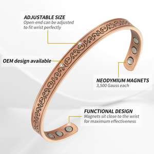 Venta caliente personalizable <span class=keywords><strong>99.99</strong></span>% Pure Bio terapia magnética Pulseras de cobre conjunto de joyería magnética de moda para amantes - Product Image 2