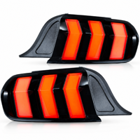Conjunto de Luces Traseras LED para Ford Mustang 2015-2023, Lámpara Trasera Secuencial de Tres Barras, Negro Brillante, OEM, Posventa, Venta al por Mayor