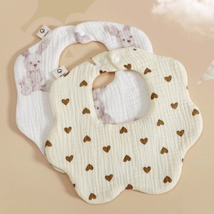 Khăn Nước Bọt Thấm Nước 6 Lớp 100% Cotton Tùy Chỉnh Yếm Trẻ Em Điều Chỉnh Được Yếm Em Bé Vải Muslin Mềm Mại - Product Image 3