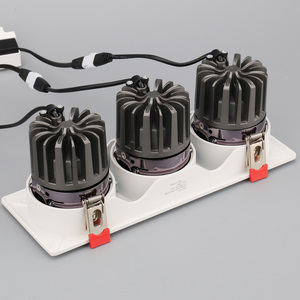 Plafonnier encastré carré moderne en aluminium à double tête <span class=keywords><strong>rectangulaire</strong></span> LED COB 20W*2, réglable, grille lumineuse, hôtel, dimmable - Product Image 4