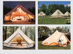 Tente cloche 7M Premium en tissu Oxford 900D, 4 saisons, imperméable, coupe-vent, avec cheminée pour camping familial, glamping en plein air - Product Image 3