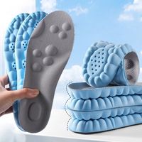 Semelles intérieures Jinsheng JS-062 4D en tissu PU/Gel/Velours, à soutien complet de la voûte plantaire, antibactériennes, résistantes à la transpiration, respirantes et hautement absorbantes
