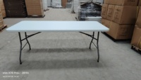 Table pliante rectangulaire en plastique HDPE blanc durable pour l'extérieur, avec pieds pliants, pour salle à manger, jardin, fêtes, événements, hôtel