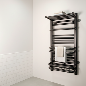 Sèche-serviettes avec thermostat, porte-serviettes <span class=keywords><strong>chauffant</strong></span> en acier inoxydable noir, séchoir à serviettes de salle de bain à chauffage rapide - Product Image 6