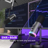 Dinamik Mikrofon RGB Aydınlatmalı Gürültü Önleyici Kardiyoid Masaüstü Stüdyo Mikrofonu Oyun Kaydı ve Yayın Akışı için