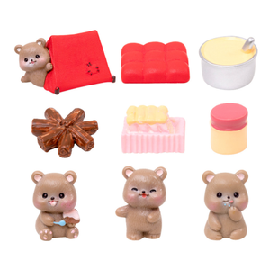 Artesanías de resina coleccionables lindos juguetes kawaii animales terrario figuras conjuntos miniatura casa de muñecas dibujos animados <span class=keywords><strong>Camping</strong></span> pequeño oso pardo - Product Image 2