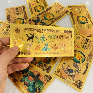 การ์ดสะสมอนิเมะญี่ปุ่น ปิกาจู ธนบัตรเคลือบทอง 24K มูลค่า 10,000 <span class=keywords><strong>เยน</strong></span> ของขวัญสำหรับเด็ก - Product Image 6