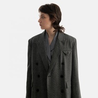 Automne Mujer Para Largo Abrigo personnalisé Long pardessus de haute qualité Double boutonnage bouton gris manteau pour les femmes