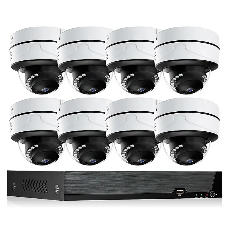OEM Full HD Ультра чистая 8MP 4K K4 Ip Poe система камер безопасности купольная широкоугольная металлическая Антивандальная камера Видеонаблюдения Poe Комплект NVR