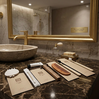 Kit d'articles de toilette jetables personnalisés avec logo pour hôtel, ensemble complet d'accessoires de salle de bain pour hôtels étoilés, fournitures pour voyages