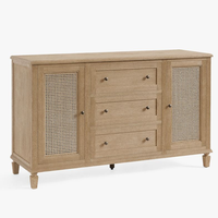 Commode extra large en bois massif Sausalito de haute qualité, style vintage moderne du milieu du siècle, table de toilette multifonctionnelle et écologique avec rangement