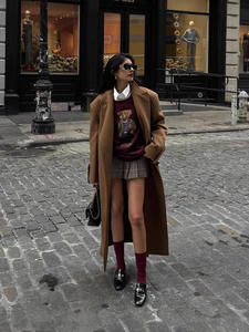 Свитер из полиэстера с вышивкой, свободного кроя, с круглым вырезом, с длинными рукавами, осенне-зимний, в мультяшном стиле, из серии «Медведи», омолаживающий - Product Image 5