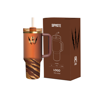Vaso de Agua Delicado con Estampado de Tigre y Leopardo de 40 oz con Pajita, Vaso con Pajita de Diseño de 40 oz - Product Image 1