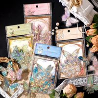 Paquete de 20 Pegatinas Doradas Tridimensionales con Láser para Mascotas, Serie Espectro de Mariposas, Materiales Decorativos para Cuadernos, 4 Modelos