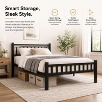 Lit simple moderne en métal avec cadre en fer - Certifié EN747, fonction rafraîchissante, design durable pour chambres, écoles et dortoirs de travailleurs