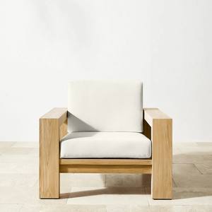 أريكة استرخاء خارجية على شكل ألواح خشبية عريضة، طقم أثاث خارجي فاخر من خشب الساج - Product Image 5