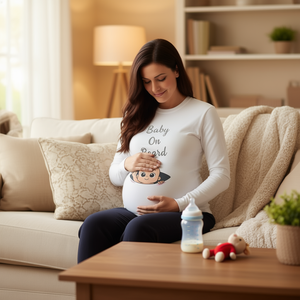 Camiseta de manga larga con anuncio de embarazo y diseño de bebé observando a través de la ventana - Product Image 3