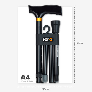 Canne pliante Hepo 297 mm en alliage d'aluminium noir réglable pour personnes âgées et randonnée - Product Image 1
