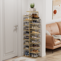Meuble à chaussures multi-niveaux de style doré pour entrée de maison, étagère de rangement minimaliste de petite taille, grande capacité pour intérieur