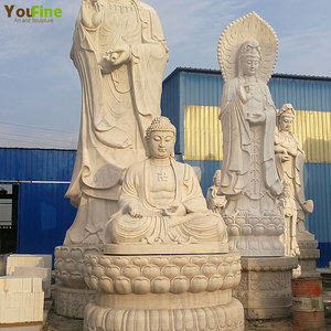 Large White Natural <strong>Stone</strong> Marble <strong>Buddha</strong> Sitting in Meditation - Product Image 4