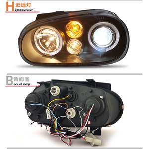 Faros Delanteros LED para Volkswagen <span class=keywords><strong>Golf</strong></span> <span class=keywords><strong>4</strong></span>, Conjunto de Faros 1998-2008, Lentes LED Modificadas para Señal de Giro, Luz Alta y Baja MK4 - Product Image 5