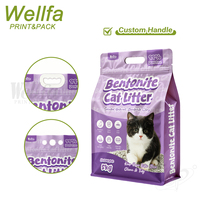 Sac d'emballage refermable avec fermeture éclair et poignée, Doypack 5kg, 10kg, 15kg, pour litière pour chat en bentonite, fond plat, avec logo personnalisé, vente en gros