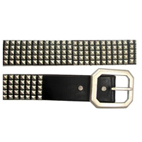 Ceinture en cuir carrée à rivets de style gothique Y2K de haute qualité, ajustable, avec boucle en métal argenté antique, accessoire personnalisé