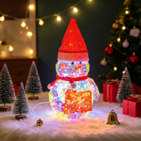 Figurine de Père Noël Iridescent RGB en PET avec éclairage LED blanc, porte-cadeaux, chapeau et écharpe, pour table de Noël, intérieur, écologique