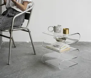Table d'appoint <span class=keywords><strong>en</strong></span> acrylique Table d'appoint Étagère à livres Table de chevet <span class=keywords><strong>Meubles</strong></span> de salon Décor à la maison Porte-revues - Product Image 2