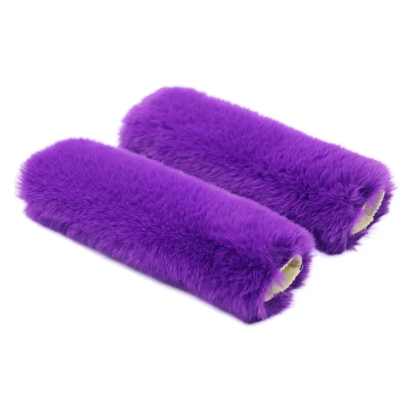 1 Set 5 Pcs Faux Wool Warm Fluffy Purple Steering Wheel Covers with Handbrake Gear Shift Seat Belt Shoulder Pads