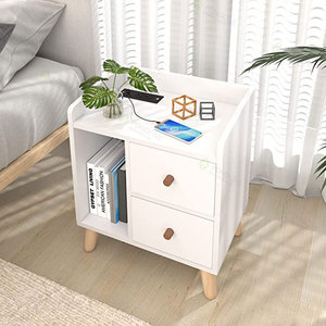 Square Bedroom Sets Luxury Hotel Solid Wood Nightstands <strong>Side</strong> <strong>Table</strong> Modern with Drawers - Product Image 2