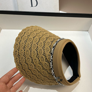 Sombrero de Verano para Mujer, Estilo Nuevo, Elegante, <span class=keywords><strong>con</strong></span> Perlas y Encaje, de Doble Capa, de Seda de Hielo, <span class=keywords><strong>con</strong></span> Protección UV, para Golf, Tenis y Otras Actividades - Product Image 6