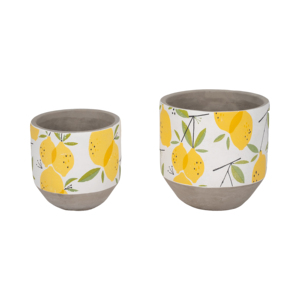 Vasi per Fiori in Ceramica con Motivo Limoni, Eleganti Fioriere per Piante da Interno e Decorazione Casa - Product Image 1