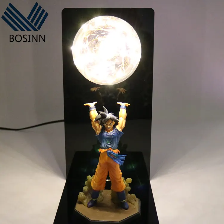 Lampe de table Dragon Ball Z Son Goku Energy Statue de super-héros Lampe de bureau Lampe de poche Animation Main Cadeau Veilleuses