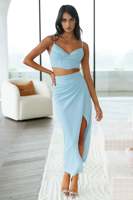 Vente en gros OEM : Ensemble jupe et crop top corset sans manches tendance pour femme, de créateur, deux pièces, pour fabricants de vêtements sur mesure