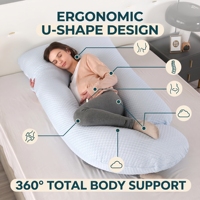 Oreiller de grossesse en forme de G en velours, amovible et lavable, pour un soutien complet du corps, oreiller de maternité pliable