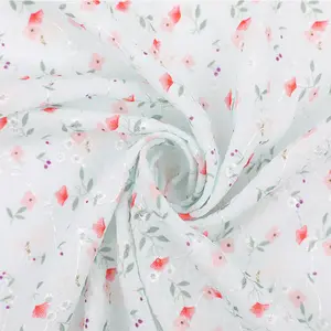 Tissu 100% polyester mousseline de soie à motifs floraux, nouvelle étoffe à motifs floraux