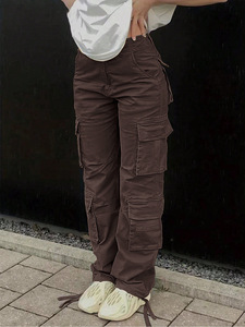 Nuovo Design 2025 <span class=keywords><strong>Pantaloni</strong></span> <span class=keywords><strong>Cargo</strong></span> Casual Tattici da <span class=keywords><strong>Donna</strong></span> Dritti Stile High Street Europeo Americano con <span class=keywords><strong>Vita</strong></span> <span class=keywords><strong>Alta</strong></span> e Frontale Piatto per Primavera Estate - Product Image 5