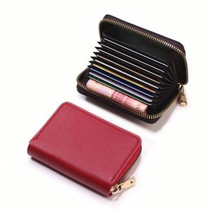 Portefeuille porte-cartes en cuir pour femmes et hommes, grande capacité, plusieurs emplacements pour cartes, poche à monnaie, porte-monnaie compact avec blocage RFID - Product Image 2