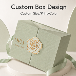 Caja de <span class=keywords><strong>Regalo</strong></span> Rígida de Lujo con Doble Puerta, Personalizada, de Papel Duro Magnético con Recubrimiento UV, Asa de Listón, Emblema Floral, para Cosméticos, Joyerí<span class=keywords><strong>a</strong></span>, Regalos Navideños - Product Image 1