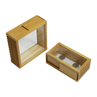 Coffre au trésor en bois FSC&BSCI, petite boîte en bois rustique, boîte décorative pour pièces de monnaie, tirelire, boîte de rangement pour économies