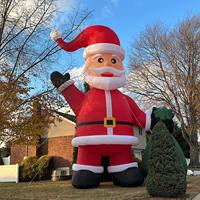 Père Noël géant gonflable avec sac cadeau vert, décoration de Noël pour la cour, la pelouse, les gonflables de Noël.
