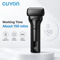 Rasoir électrique professionnel pour hommes à double lame flottante, rechargeable par Type-C, avec design étanche IPX6