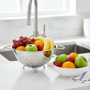 Accessoires pour la maison Gadgets Logo personnalisé Passoire à légumes perforée extra large ronde en acier inoxydable Passoires de cuisine - Product Image 1