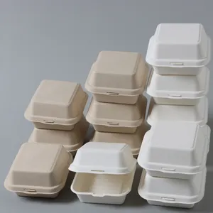 umweltfreundlicher Behälter für Zuckerrohr-Bagasse-Zellstoff Einwegbehälter für Lebensmittellieferung Mittagessen Salat Mahlzeit Aufbewahrung